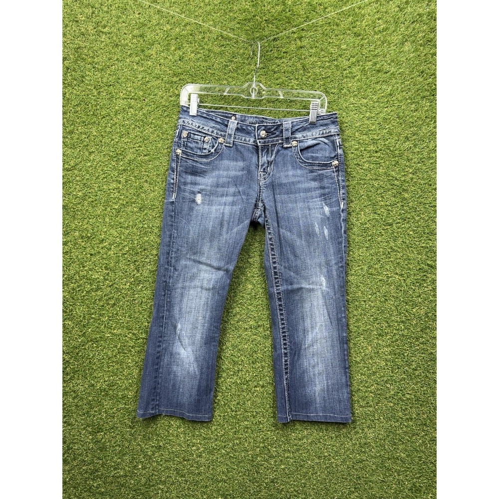 Miss Me Jeans Womens 28 Capri Flap Pocket Distressed Embellished Y2K 28x21